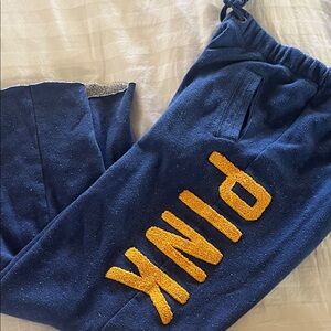 PINK Victoria's Secret Navy Sweetpants with Yellow PINK